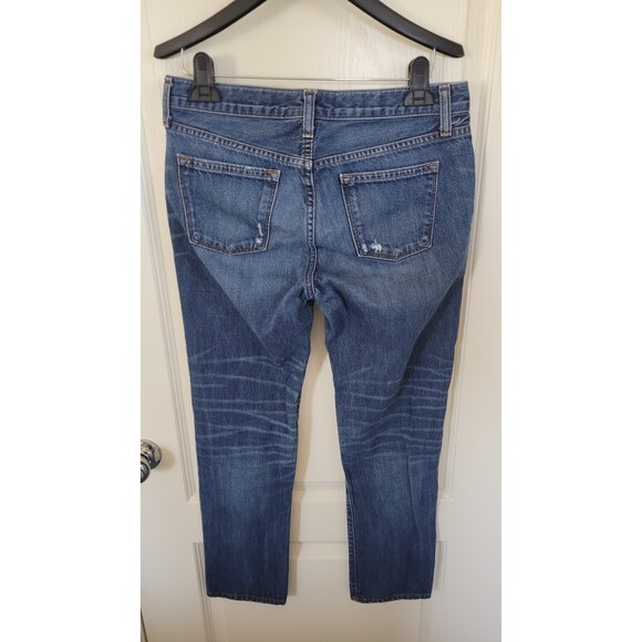 Women's J. Crew Broken In Boyfriend Dark Wash Distressed Denim Jeans - Picture 2 of 4